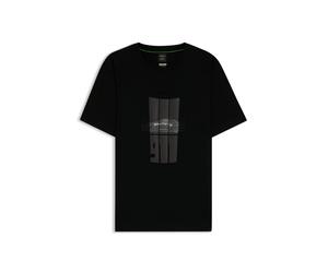 BOSS Porsche x BOSS T-Shirt aus merzerisierter Baumwolle mit reflektierendem Grafik-Print - Style TS_PS Spirit70 Grx, 50559811 Schwarz S