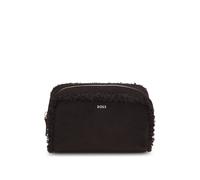 BOSS Pouch aus Velourskunstleder mit goldfarbenem Logo-Schriftzug - Style Sandy Pouch SH, 50573389 Dunkelbraun ONESI