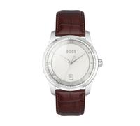 BOSS Principle Herren Uhr analog Quarzwerk mit Leder Armband 1514114