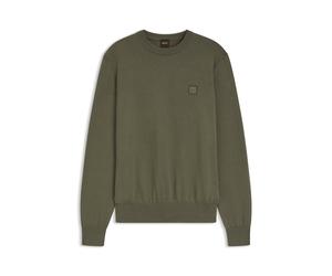 BOSS Pullover aus Baumwoll-Mix mit Kaschmir-Anteil und Logo-Patch - Style Kanovano_S, 50527583 Olive L