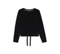 BOSS Pullover aus Baumwoll-Mix mit Monogrammen am Saum - Style Velour_Sweatshirt, 50550724 Schwarz XS