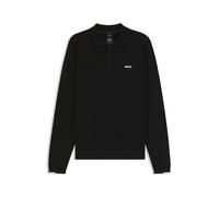 BOSS Pullover aus Baumwolle mit Troyerkragen und Kontrast-Logo - Style KN_Ever-X PL, 50551688 Schwarz S