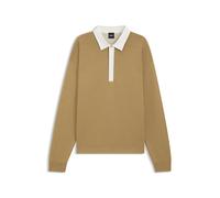BOSS Pullover aus Baumwolle und Schurwolle mit Kontrastkragen - Style C-Ustino, 50555127 Beige L