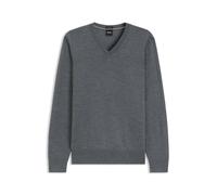 BOSS Pullover aus extrafeiner Merinowolle mit V-Ausschnitt - Style H-Melba, 50570616 Grau M