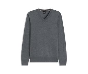 BOSS Pullover aus extrafeiner Merinowolle mit V-Ausschnitt - Style H-Melba, 50570616 Grau XXL