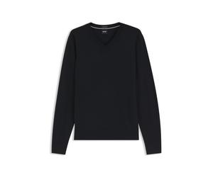 BOSS Pullover aus extrafeiner Merinowolle mit V-Ausschnitt - Style H-Melba, 50570616 Schwarz XXXL