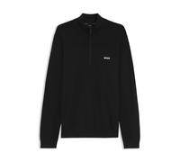 BOSS Pullover aus Schurwoll-Mix mit Troyerkragen und Logo - Style KN_Momentum-X QZ, 50547898 Schwarz S