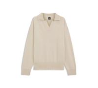 BOSS BLACK Ucari Wool Knitted Polo Open White Beige M