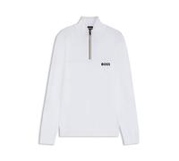 BOSS Pullover aus wasserabweisendem Baumwoll-Mix mit Troyerkragen - Style K_Hydro QZ-1, 50541953 Weiß S