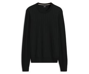BOSS Pullover aus Woll-Mix mit strukturierter Vorderseite - Style H-Habito_IN, 50576726 Schwarz S