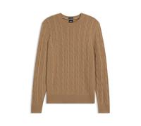 BOSS Pullover aus Wolle mit Kaschmir und Zopfmuster - Style H-Hetico, 50549975 Beige XL