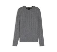 BOSS Pullover aus Wolle mit Kaschmir und Zopfmuster - Style H-Hetico, 50549975 Grau L