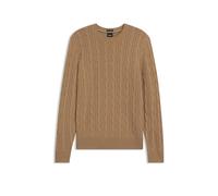 BOSS Pullover aus Wolle mit Kaschmir und Zopfmuster - Style H-Hetico, 50549975 Beige XXL