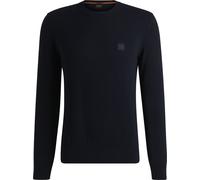 BOSS Pullover Kanovano_S 10265856 01 Baumwoll-Mix mit Kaschmir-Anteil Logo-Patch Dunkelblau XXXL