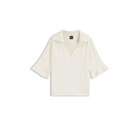 BOSS Pullover mit Johnny-Kragen und Karo-Struktur - Style Fapavero, 50556693 Weiß L