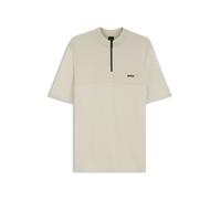 BOSS Pullover mit Reißverschluss am Kragen und grafischem Muster - Style KN_Network MZ, 50563378 Hellbeige XXL