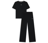 Schlafanzug BOSS "CI Short Set", Damen, Gr. M, schwarz (schwarz 001), Jersey, Obermaterial: 95% Baumwolle, 5% Elasthan, Rundhals, Kurzarm, Homewear-Sets, zweifarbig, Rundhals (98760014-M) schwarz 001