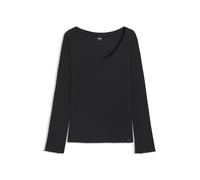 BOSS Pyjama-Oberteil aus Baumwoll-Mix mit Waffelstruktur - Style Cosy Waffle_LS-Shirt, 50557175 Schwarz L