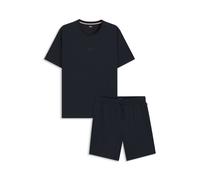 BOSS Pyjama-Set aus Baumwolle mit All-over-Print-T-Shirt - Style Relax Short Set, 50540613 Dunkelblau M