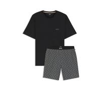 BOSS Pyjama-Set aus Baumwolle mit Logo-Details - Style Relax Short Set, 50557174 Dunkelgrau S