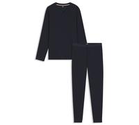 BOSS Pyjama-Set aus merzerisiertem Stretch-Jersey mit Allover-Print - Style Energetic Long Set, 50557169 Dunkelblau S