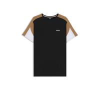 BOSS Pyjama-Shirt aus Baumwoll-Mix mit kontrastfarbenen Einsätzen - Style Balance T-Shirt RN, 50545931 Schwarz M