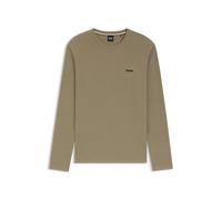 BOSS Pyjama-T-Shirt aus Ottoman-Jersey mit Logo-Stickerei - Style Waffle LS-Shirt, 50535870 Hellbraun S