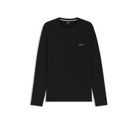 BOSS Pyjama-T-Shirt aus Ottoman-Jersey mit Logo-Stickerei - Style Waffle LS-Shirt, 50535870 Schwarz XL