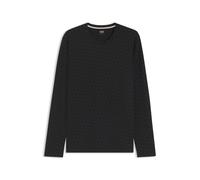 BOSS Pyjama-Top aus Baumwoll-Mix mit Waffelstruktur - Style WaffleAOP LS-Shirt, 50571392 Schwarz M