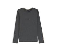 BOSS Pyjama-Top aus Baumwolle mit gestreiften Ärmel-Details - Style Unique LS-Shirt, 50550484 Grau S