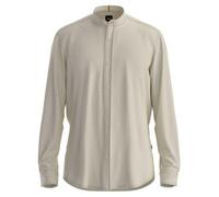 Langarmhemd BOSS ORANGE "Race_1_M", Herren, Gr. M, N-Gr, beige (light beige271), Web, Obermaterial: 100% Leinen, unifarben, casual, regular fit hüftbedeckend, Rundhals, Langarm 1-Knopf-Manschette mit