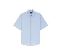 Kurzarmhemd BOSS ORANGE "Rash", Herren, Gr. 3XL, N-Gr, blau (open blau460), Web, Obermaterial: 100% Baumwolle, unifarben, regular fit hüftlang, hoch geschlossener Ausschnitt, eingesetzt normaler Saum,