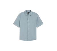 BOSS Orange Kurzarmhemd Herren Regular Fit Kurzarm Leinen blau, XL