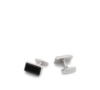 BOSS Rechteckige Manschettenknöpfe aus Messing mit schwarzem Emaille-Einsatz - Style B-RECTANGLE-CUF, 50562170 Schwarz ONESI