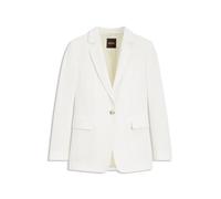Kurzblazer BOSS ORANGE "Jabla Premium Damenmode", Damen, Gr. 34, open weiß 118, Crêpe, Obermaterial: 87% Polyester, 13% Elasthan, unifarben, tailliert hüftbedeckend, Blazer Kurzblazer, aus knitterarme