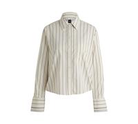 BOSS Regular-Fit Bluse aus gestreifter Stretch-Baumwolle - Style Brielle_1_Monday, 50531519 Weiß gemustert 36