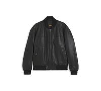 Lederjacke BOSS ORANGE "Jokans", Herren, Gr. 50, schwarz (schwarz001), Obermaterial: 100% Lammleder, unifarben, regular fit hüftlang, Rippbündchen, Jacken, Bomberjacke aus Nappaleder, Regular Fit (265