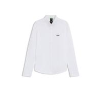 Langarmhemd BOSS GREEN "B Motion L", Herren, Gr. XL, N-Gr, weiß (weiß100), Jersey, Obermaterial: 100% Baumwolle, unifarben, casual, regular fit hüftlang, Rundhals, Langarm 2-Knopf-Manschette mit Schli