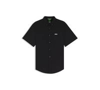 Kurzarmhemd BOSS GREEN "Motion S", Herren, Gr. 3XL, N-Gr, schwarz002, Jersey, Obermaterial: 100% Baumwolle, unifarben, regular fit normal, Rundhals, abgesteppte Kante, Hemden, Regular Fit, Button-down