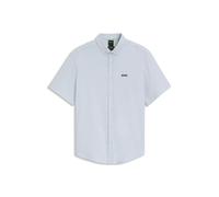 Kurzarmhemd BOSS GREEN "Motion S", Herren, Gr. L, N-Gr, open blau460, Jersey, Obermaterial: 100% Baumwolle, unifarben, regular fit normal, Rundhals, abgesteppte Kante, Hemden, Regular Fit, Button-down