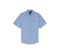 Kurzarmhemd BOSS GREEN "Motion S", Herren, Gr. L, N-Gr, light, pastel blau459, Jersey, Obermaterial: 100% Baumwolle, gestreift, regular fit normal, Rundhals, abgesteppte Kante, Hemden, Regular Fit, Bu