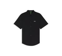 Kurzarmhemd BOSS GREEN "Motion S", Herren, Gr. M, N-Gr, schwarz002, Jersey, Obermaterial: 100% Baumwolle, unifarben, regular fit normal, Rundhals, abgesteppte Kante, Hemden, Regular Fit, Button-down-K