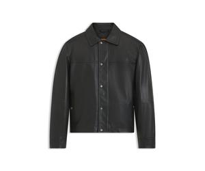 BOSS Regular-Fit Hemd aus Leder mit metallenen Logo-Knöpfen - Style Joban, 50562532 Schwarz 56