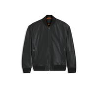 Lederjacke BOSS ORANGE "Jobrice", Herren, Gr. 46, schwarz (schwarz001), Obermaterial: 100% Lammleder. Besatz: 100% Polyester. Futter: 100% Polyester, unifarben, casual, regular fit, Langarm, Jacken, r