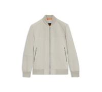 Lederjacke BOSS ORANGE "Johice", Herren, Gr. 52, beige (light beige271), Obermaterial: 100% Ziegenleder, unifarben, casual, regular fit hüftlang, Rundhals, Langarm Flachstrickbündchen, Jacken, aus wei