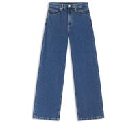 Weite Jeans BOSS ORANGE "MARLENE HR 10.0 Premium Damenmode", Damen, Gr. 27, Länge 32, blau 400, Denim/Jeans, Obermaterial: 100% Baumwolle, unifarben, regular fit lang, Jeans Weite Jeans, mit hohem Bun