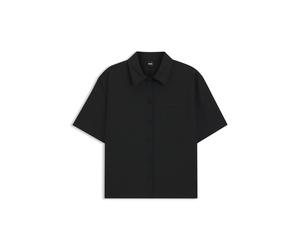 BOSS Regular-Fit Kurzarm-Bluse aus Schurwolle - Style Bulera, 50546614 Schwarz 36