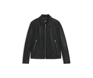 BOSS Regular-Fit Lederjacke mit Reißverschluss - Style H-Mapson4, 50543214 Schwarz 48