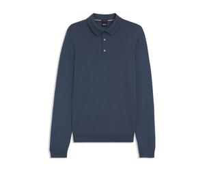 BOSS Regular-Fit Strick-Poloshirt aus Schurwolle - Style Lancione, 50476355 Blau M