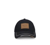 BOSS Reitsport-Cap mit Logo-Aufnäher im Retro-Look - Style CAP LEATHER PATCH, B5U1601 Schwarz 57